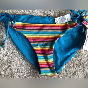 Vitamin A women’s stripped bikini bottoms NWT size Small colorful